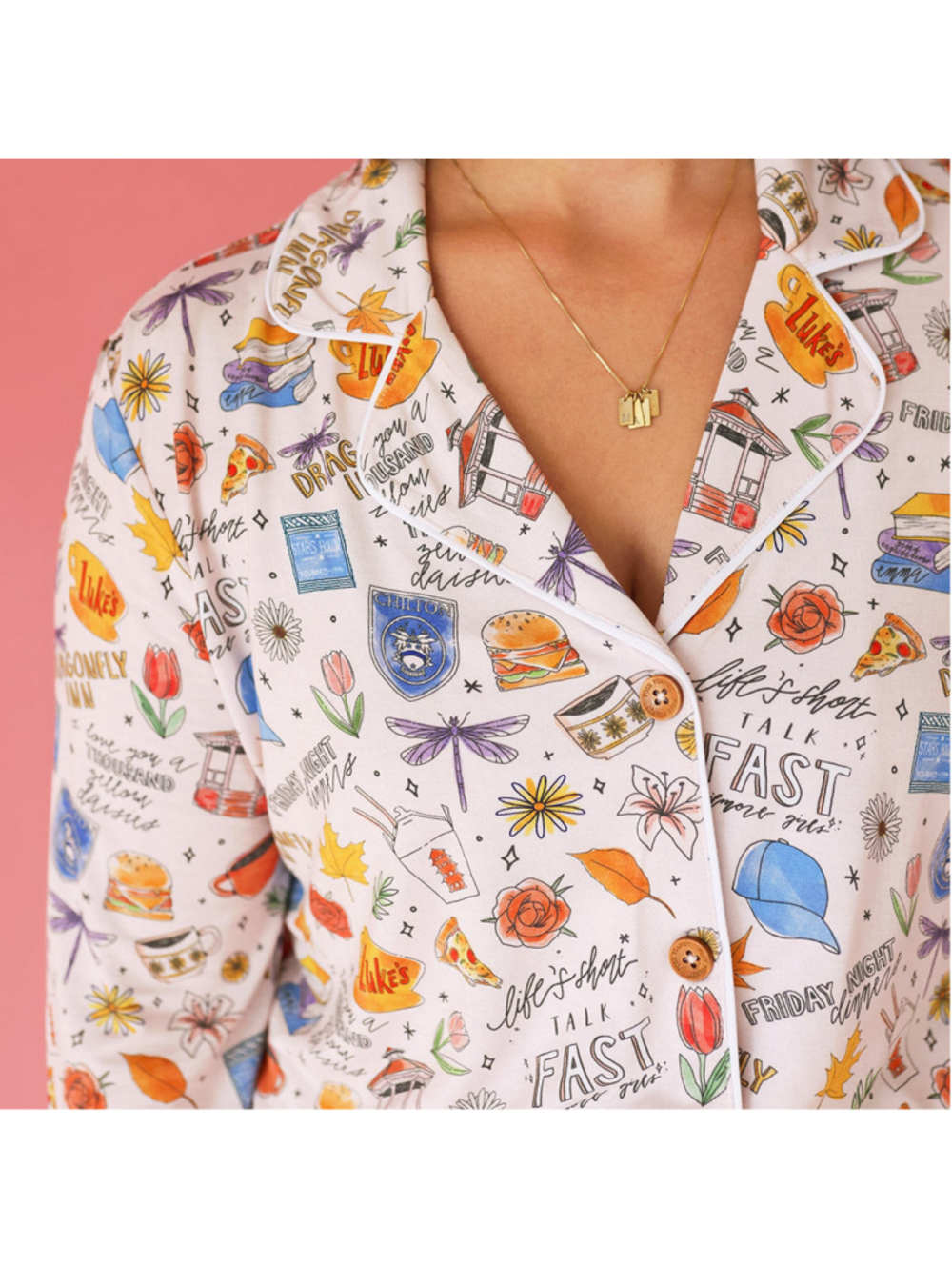 Women's Posh Peanut Gilmore Girls Pajama Top M White Multicolor